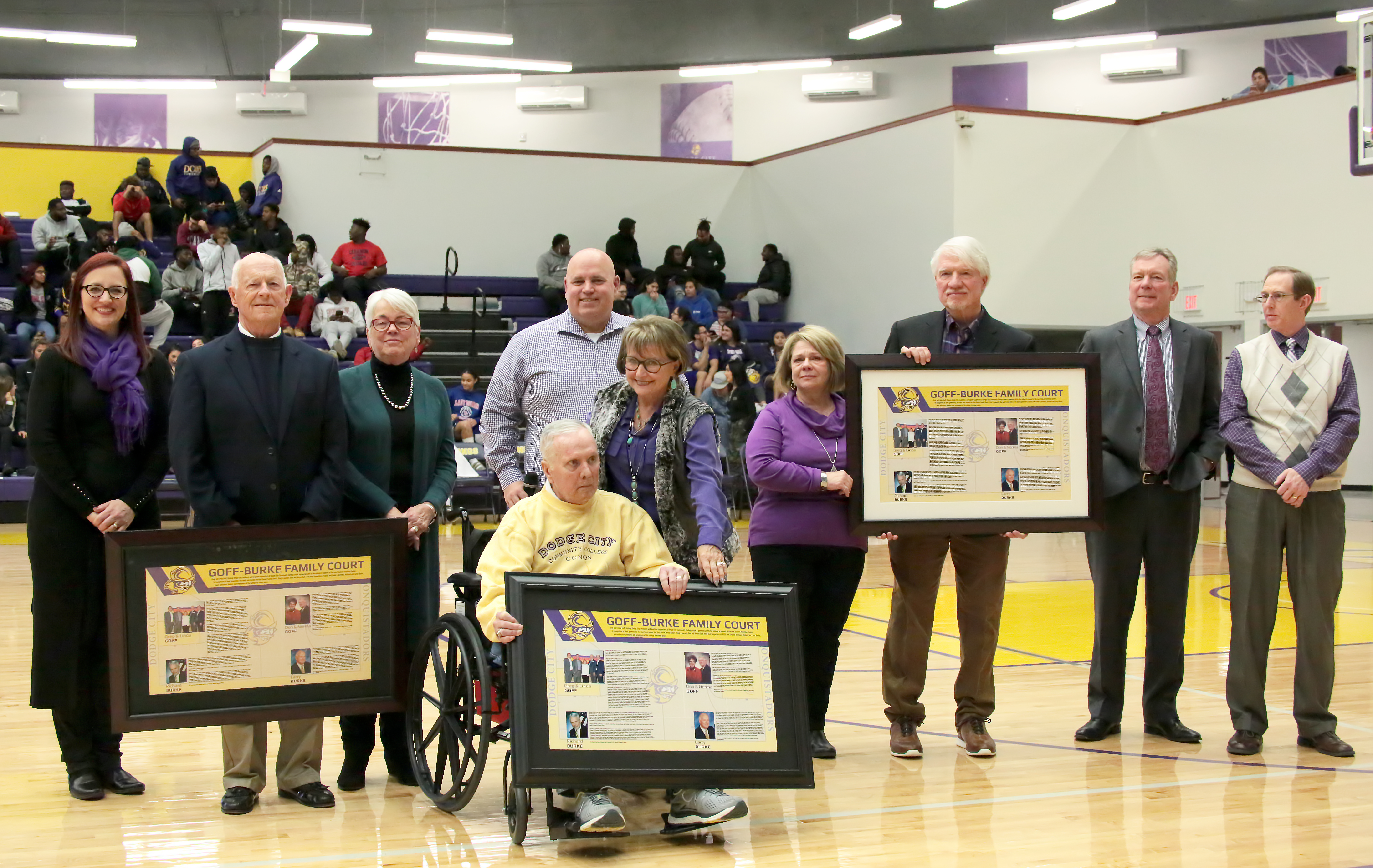 The Goff and Burke Families receiving the posters commemorating the court dedication