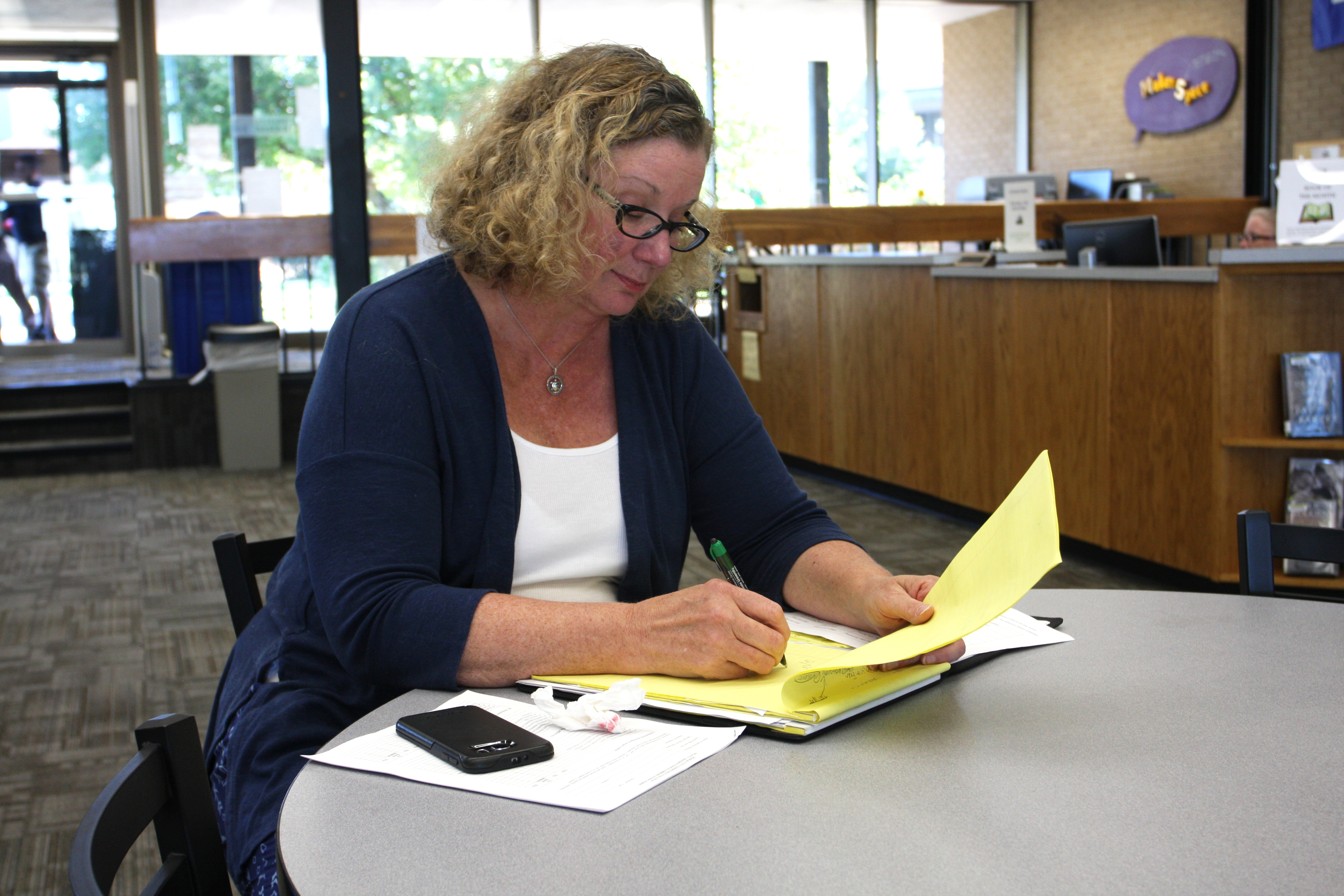 VP of Academic Affairs Dr. Jane Holwerda prepares for a class observation in the DC3 Library