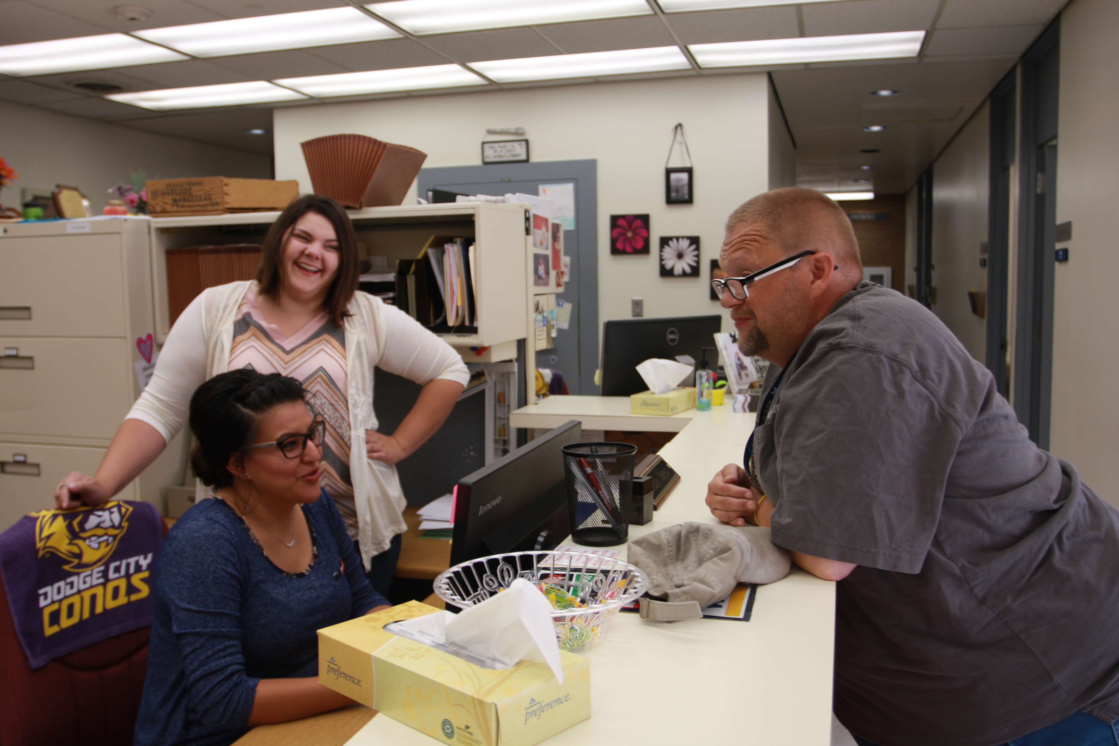David Burton bringing smiles to his coworkers faces