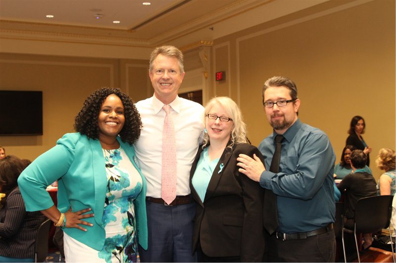 (left to right) PCOS Challenge Executive Director Sasha Ottey, Kansas First District Congressman Roger Marshall, PCOS Advocates Sara Wilson, & Justin Wilson