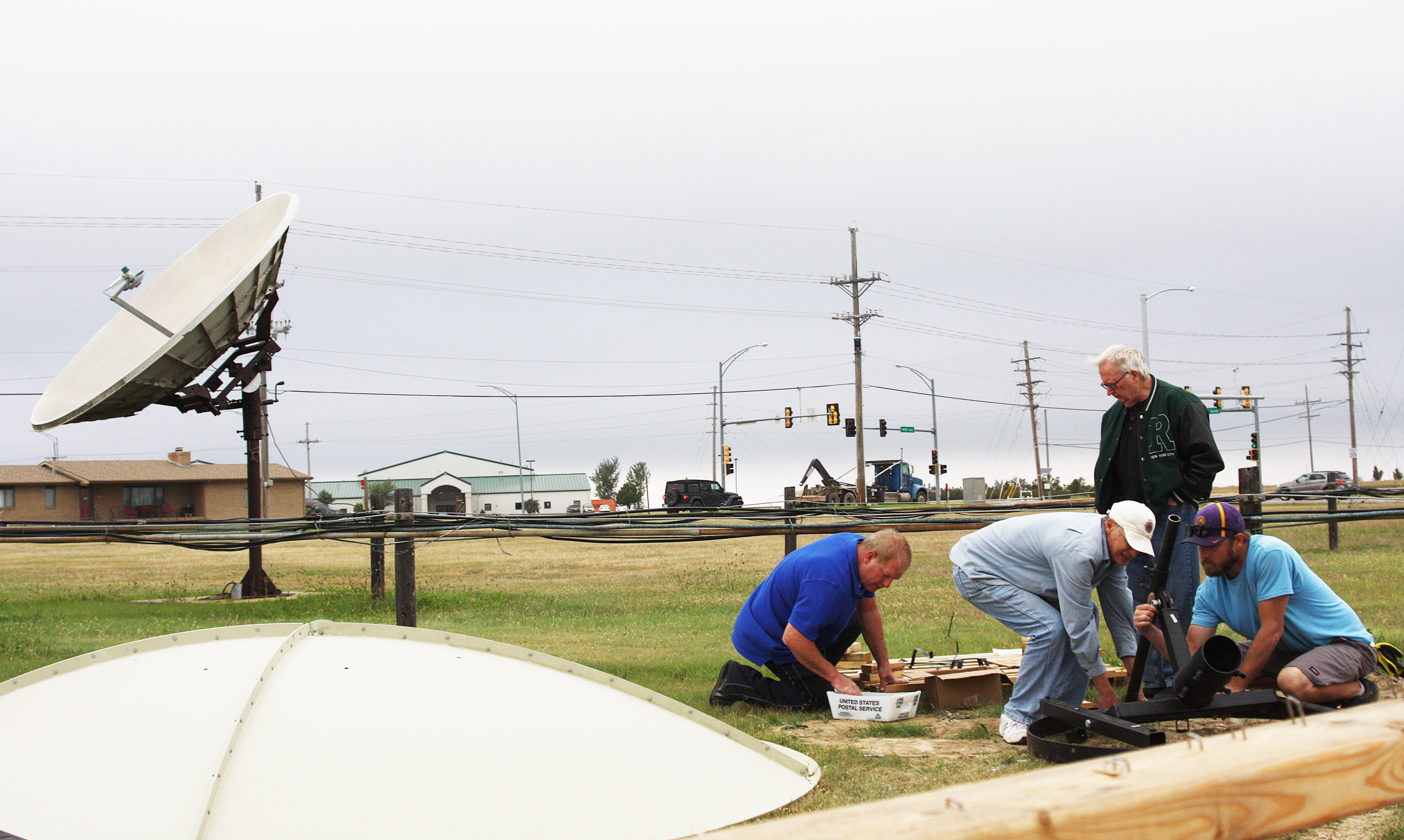 Installation of new dish that will help carry the HPPR signal at the KONQ radio station