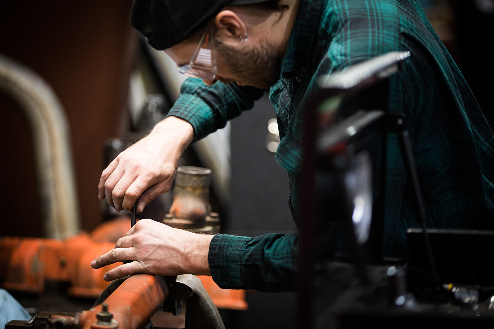 DC3 student works on a part as part of the diesel technology program
